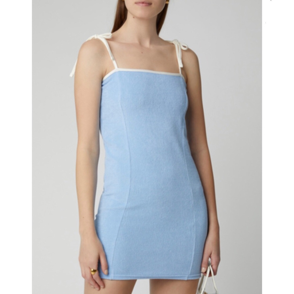 SOLID & STRIPED Cotton-terry Mini Dress In Blue
